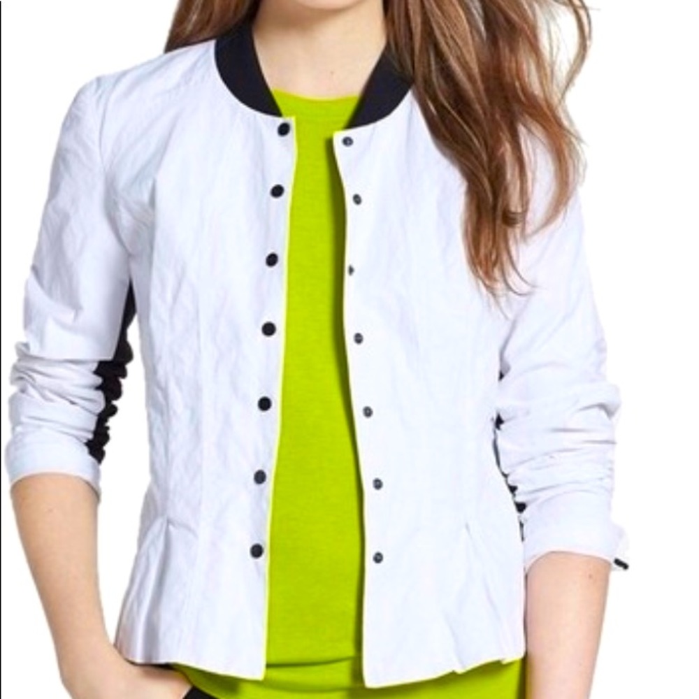 Kenneth Cole Snap Front White/Black Jacket 12P